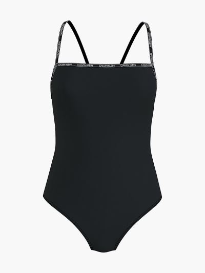 Calvin Klein Fürdőruha HU388220 | Calvin Klein Logo Tape Square Neck Női Fürdőruha Fekete